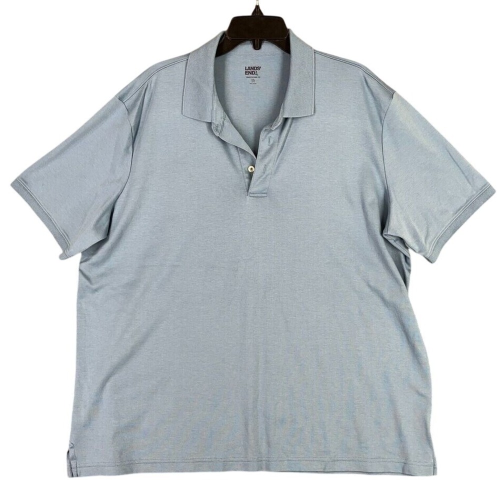 Lands End Polo Shirt‎ Mens XXL Blue Traditional Fit Short Sleeve Knit Business